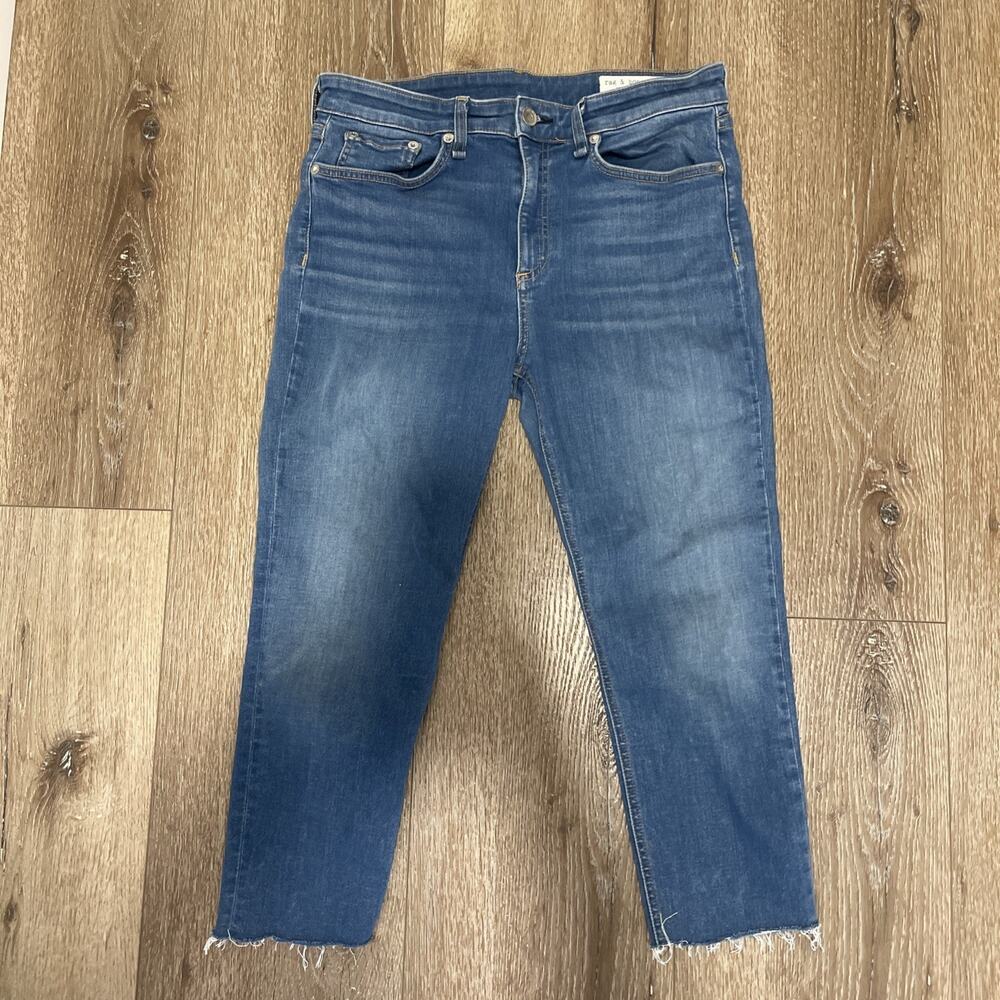 RAG & BONE Women Sz 30 SKINNY CROP Jeans Raw Hem Soft Stretch Denim Summer Prep